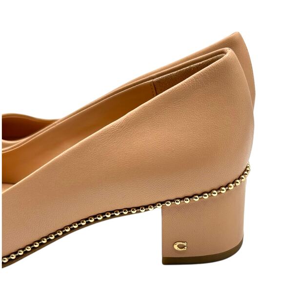 Coach Women's‎ Beige Leather Willa Block Heel Pumps Size 6 - Picture 7 of 15